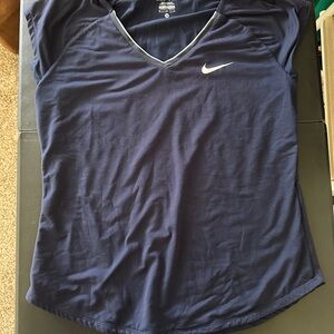 Nike Women's Navy Blue V-Neck Top